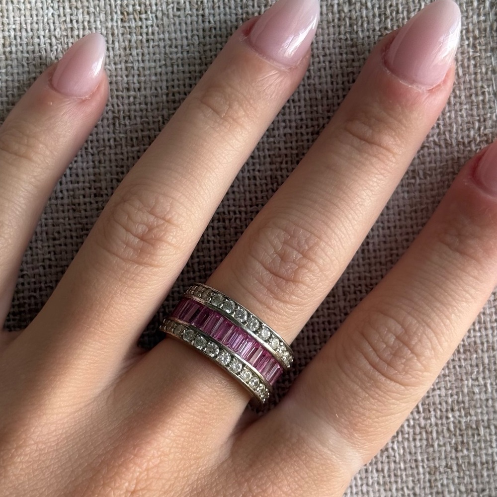 Vintage Sterling Silver Pink Sapphire Ring